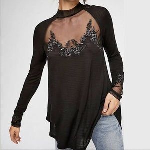 Free People Saheli Embroidered Mesh Top